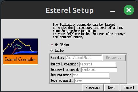 Esterel setup GUI